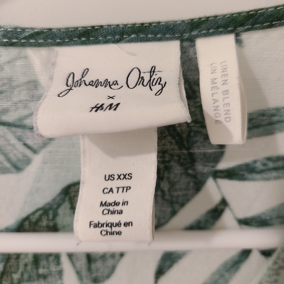 Johanna Ortiz x H&M Linen Blend Green Palm Leaf Dress - Picture 3 of 6